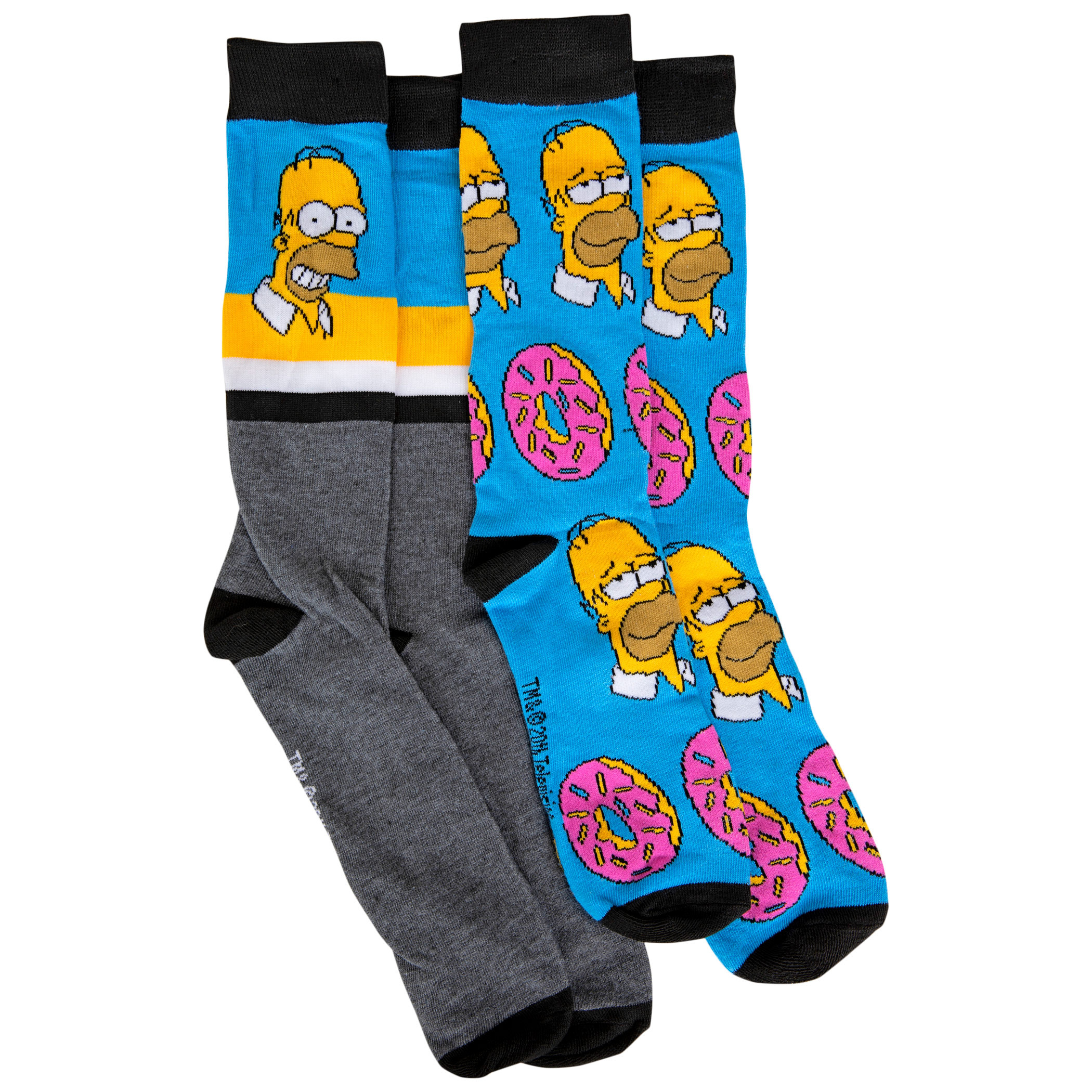 The Simpsons Homer and Donuts Men's 2-Pack Crew Socks